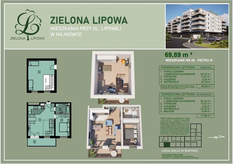 Sprzedam mieszkanie z antresolą – ul. Lipowa  | 69,78 m² | stan deweloperski Romar Budownictwo
