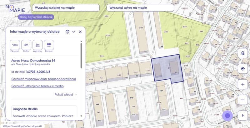 Działka inwestycyjna 3216 m² z zabudową – Nysa, ul. Otmuchowska