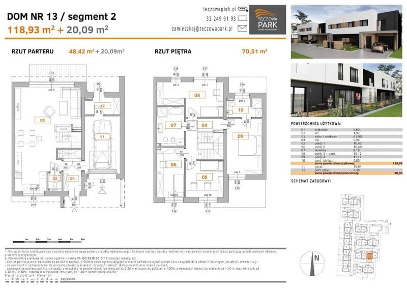 Nowe domy TĘCZOWA PARK Chorzów IV Etap Dom nr 13