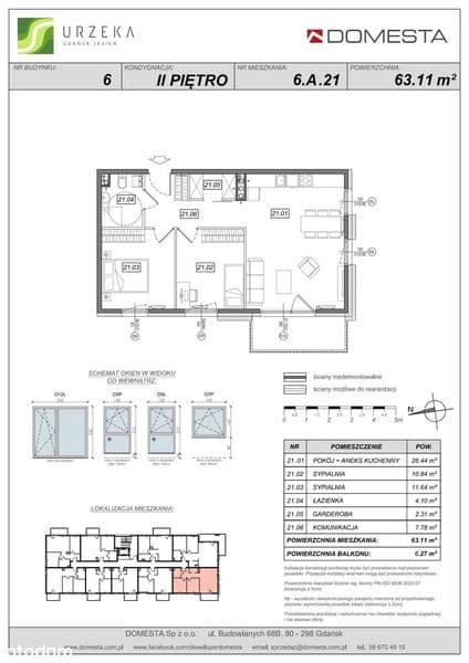 3-pokojowe mieszkanie 63m2 + balkon