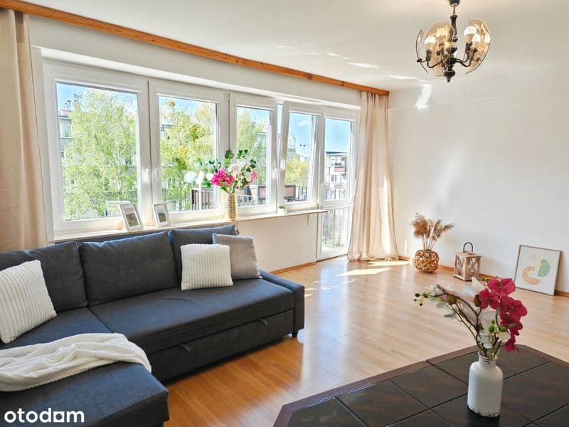 Pruszków, 48 m², 2 pokoje z dużym salonem, balkon, piwnica