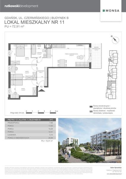 4-pokojowe mieszkanie 72m2 + balkon Bezpośrednio