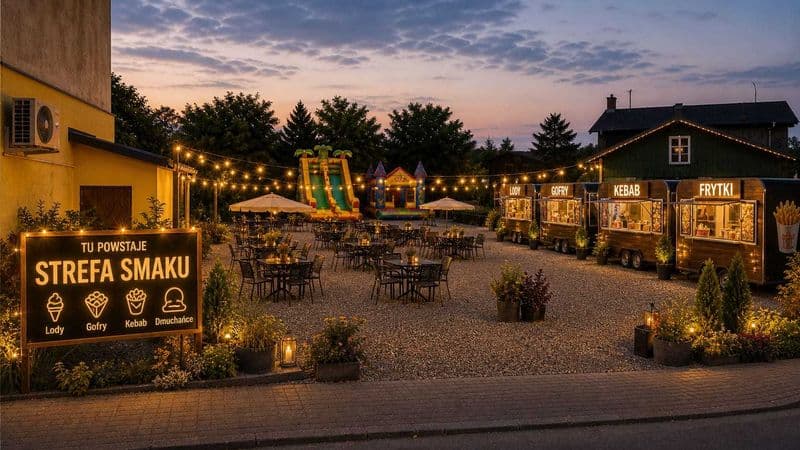 WYNAJMĘ MIEJSCA POD food trucki / przyczepy gastronomiczne STREFA SMAKU – MALBORK / KAŁDOWO