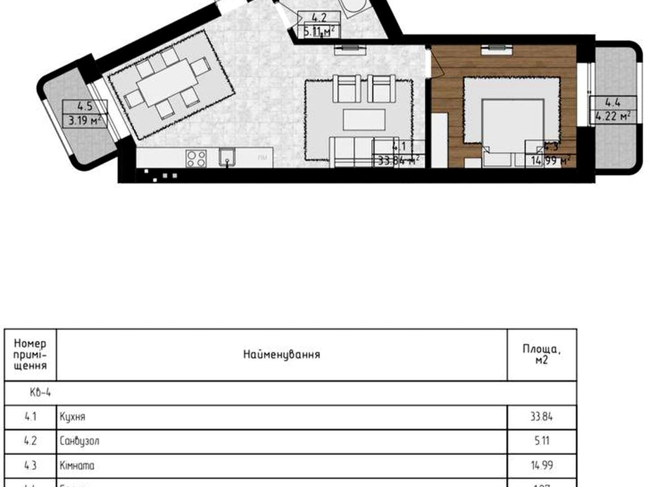 Продаж квартири в новобудові 58 м.кв. ЖК RIVERSIDE KHUST