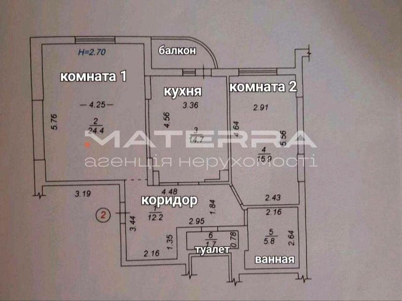 Простора 2к квартира 77 м² | Боярка вул. Білогородська, 51