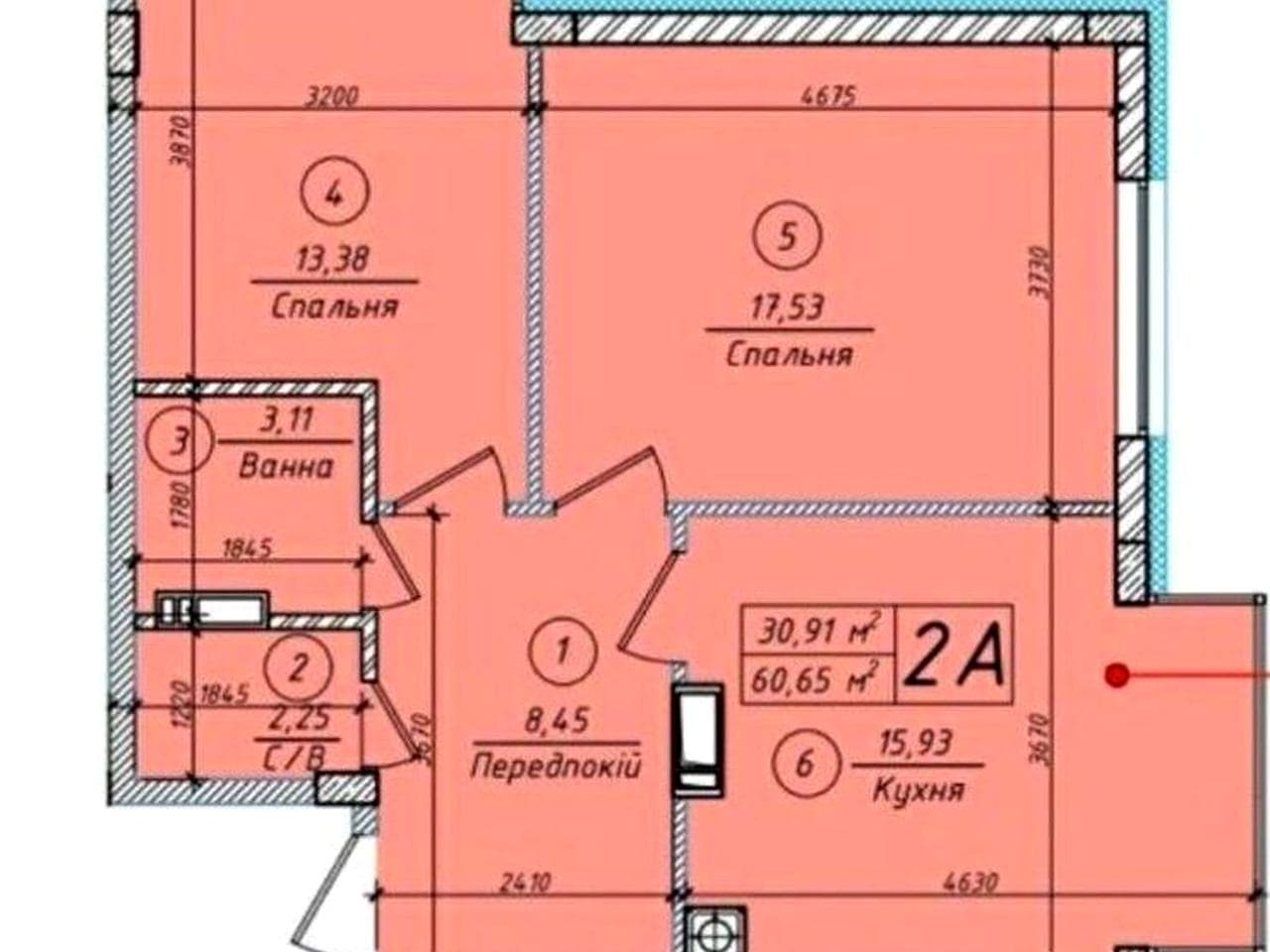 Продаж двокімнатної квартири 61 м² ЖК «Петрівський квартал».