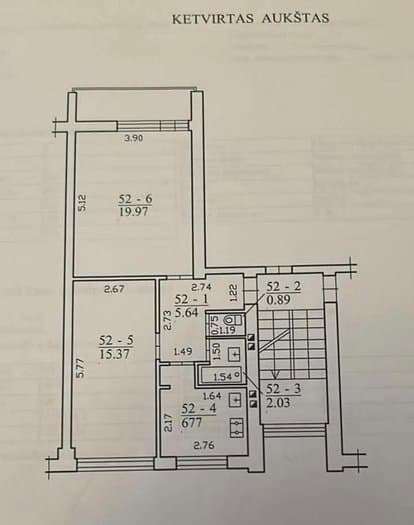 2 rooms, 50.7 m² - Žemaičiai Žemaičių g.