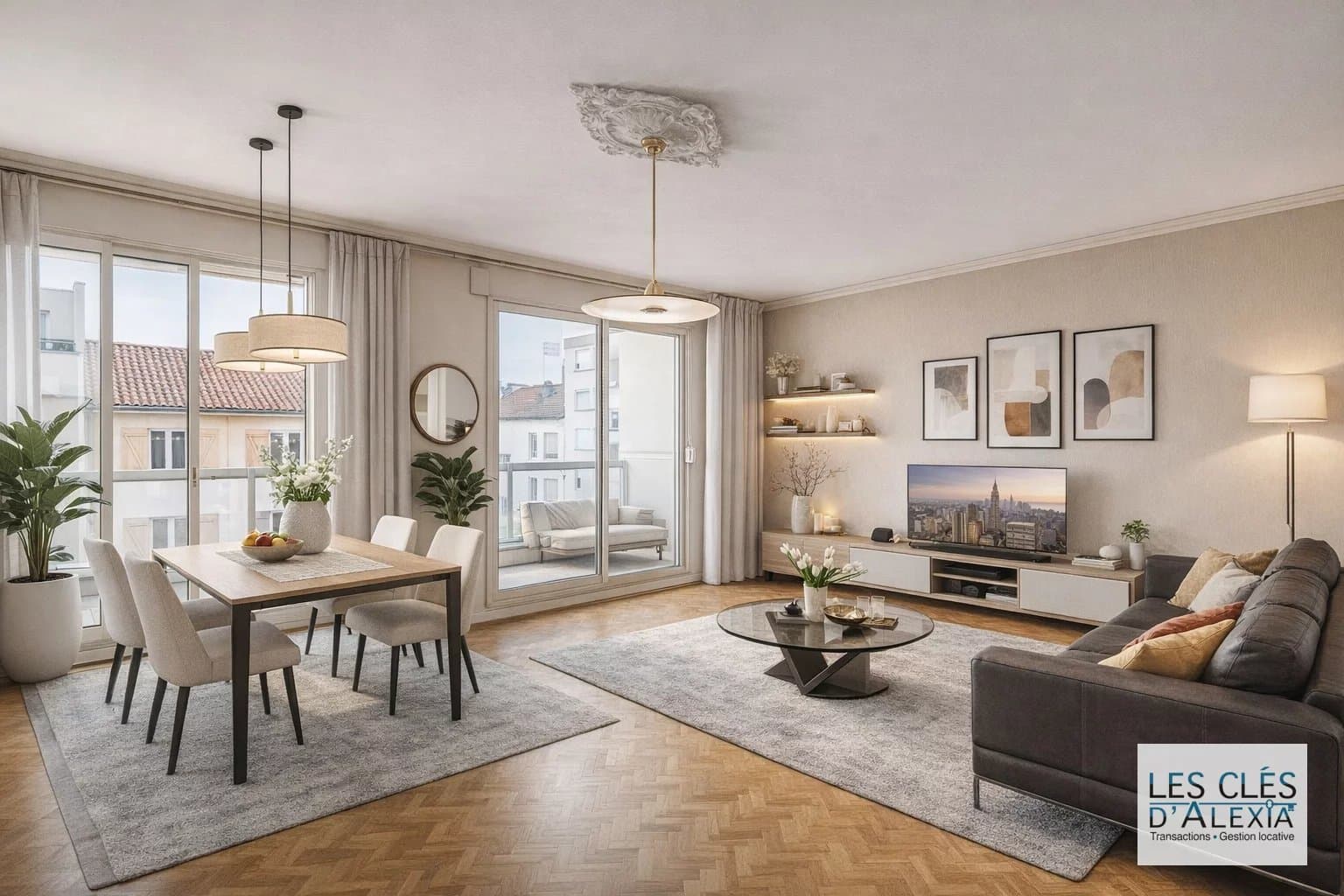 Grand T5 très lumineux de 98,70 m² – balcon 16 m² – Cave – Garage – Gratte-Ciel / Villeurbanne