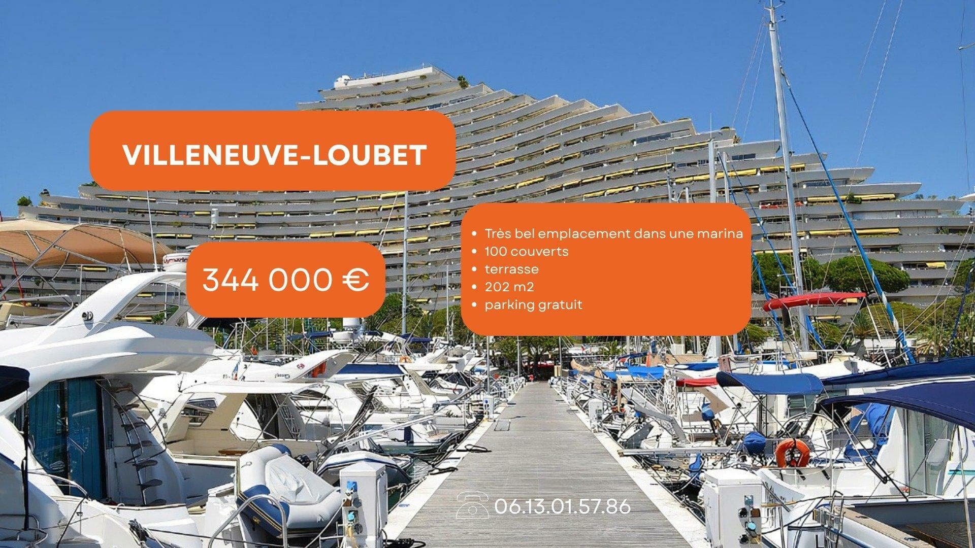 Emplacement de choix dans une marina / terrasse / parking gratuit / 70 couverts intérieurs / 30 couverts extérieurs