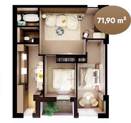Apartament cu 3 camere, Centru, Durlești, Chișinău mun.
