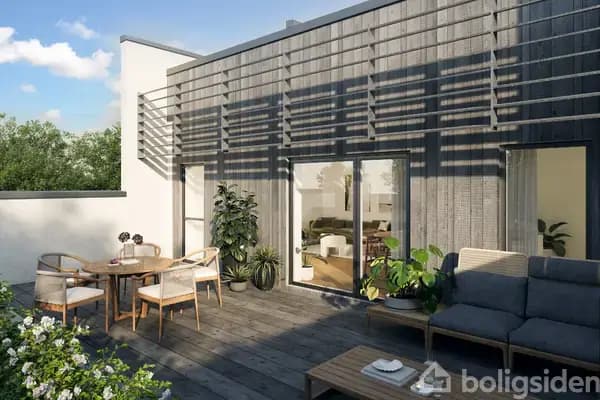 Rækkehus i to plan – med unik rummelighed og både terrasse og tagterrasse